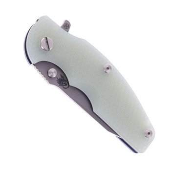 Hinderer Jurassic Slicer Folding Knife Translucent Green G10 Handle Magnacut Battle Blue Titanium Hinderer Jurassic Slicer Folding Knife Translucent Green G10 Handle Magnacut Battle Blue Titanium