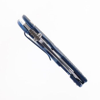 Hinderer Jurassic Slicer Folding Knife Blue/Black G10 Handle Magnacut Blue Stonewashed Titanium