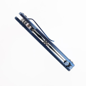 Hinderer Jurassic Slicer Folding Knife Blue/Black G10 Handle Magnacut Blue Stonewashed Titanium