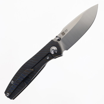 TwoSun Folding Knife Fire Titanium Handle K110 Plain Edge TS576