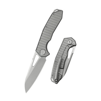 KB Vagrant Folding Knife Sandblast Titanium Handle M390 Sheepsfoot Plain Edge Sandblast Finish KB284J