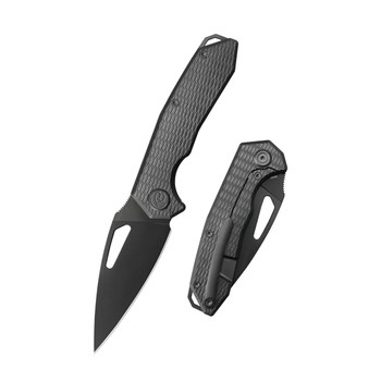 KB Coeus Folding Knife DLC Titanium Handle M390 Spear Point Plain Edge DLC Finish KB286E