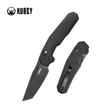 Kubey Carve Folding Knife Black G10 Handle 14C28N Tanto Point Plain Edge Blackwash Finish KU237E Kubey Carve Folding Knife Black G10 Handle 14C28N Tanto Point Plain Edge Blackwash Finish KU237E