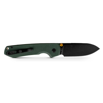 Vosteed Raccoon 2.0 Top Liner Lock Folding Knife Green Micarta Handle 14C28N Drop Point Plain Edge Black Stonewash Finish A2901