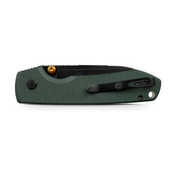 Vosteed Raccoon 2.0 Top Liner Lock Folding Knife Green Micarta Handle 14C28N Drop Point Plain Edge Black Stonewash Finish A2901
