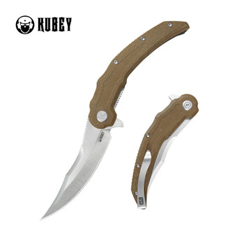 Kubey Wave Crest Folding Knife Brown Micarta Handle 14C28N Pikal Plain Edge Satin Finish KU346D Kubey Wave Crest Folding Knife Brown Micarta Handle 14C28N Pikal Plain Edge Satin Finish KU346D