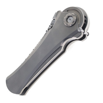 Poikilo AL-Khem S1 Folding Knife Gray Titanium Handle M390 Dagger Plain Edge