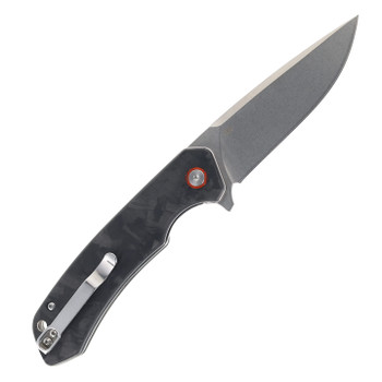 Klaken Knives Ridge Folding Knife Black Carbon Fiber Handle D2 Plain Edge Satin Finish J146-Ridge-CF-Sat