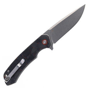 Klaken Knives Ridge Folding Knife Red Carbon Fiber Handle D2 Plain Edge Satin Finish J146-Ridge-Red-CF-Sat