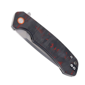 Klaken Knives Ridge Folding Knife Red Carbon Fiber Handle D2 Plain Edge Satin Finish J146-Ridge-Red-CF-Sat