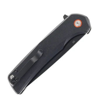 Klaken Knives Virex Folding Knife Black G10 Handle D2 Tanto Plain Black Blade J147-Virex-Black G10-Tanto