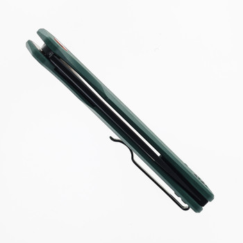 Klaken Knives Virex Folding Knife Green G10 Handle D2 Tanto Plain Black Blade J147-Virex-Green G10-Tanto