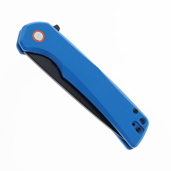Klaken Knives Virex Folding Knife Blue G10 Handle D2 Tanto Plain Black Blade G10-Tanto
