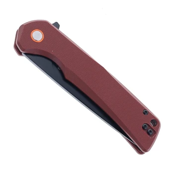 Klaken Knives Virex Folding Knife Wine G10 Handle D2 Tanto Plain Black Blade J147-Virex-Wine G10-Tanto