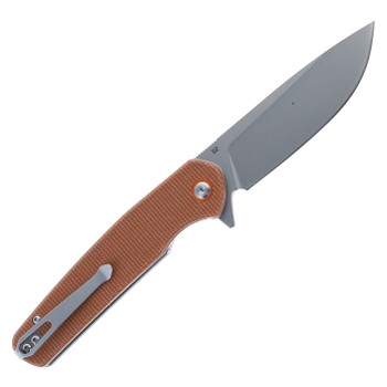 Klaken Knives Varek Folding Knife Brown Micarta Handle D2 Plain Edge Satin Finish J326-Varek-Brown