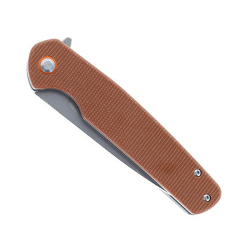Klaken Knives Varek Folding Knife Brown Micarta Handle D2 Plain Edge Satin Finish J326-Varek-Brown