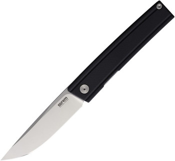 SRM Gent Folding Knife Black G10 Handle 10Cr15CoMoV Plain Edge Satin Finish SRM401LCGB