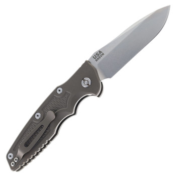 Hinderer Eklipse 3.5" Automatic Spearpoint Folding Knife Battle Bronze Handle Stonewashed Finish Blade