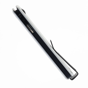 James The Folsom Folding Knife White G10 Handle VG-10 Drop Point Plain Black Blade KN112116-00