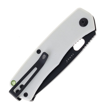 James The Folsom Folding Knife White G10 Handle VG-10 Drop Point Plain Black Blade KN112116-00