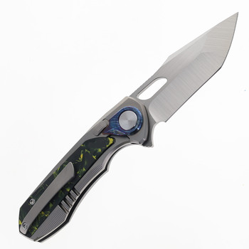 Remette Knives RT-Saker Falcon Folding Knife Titanium and Yellow Carbon Fiber Handle M390 Blade Steel ASTP-2 Remette Knives RT-Saker Falcon Folding Knife Titanium and Yellow Carbon Fiber Handle M390 Blade Steel ASTP-2