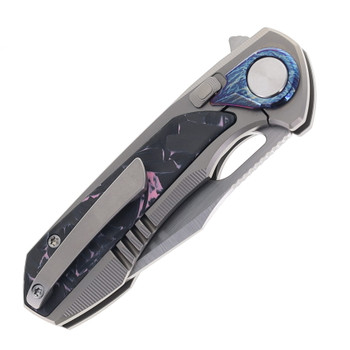 Remette Knives RT-Saker Falcon Folding Knife Titanium and Pink Carbon Fiber Handle M390 Blade Steel ASTP-3 Remette Knives RT-Saker Falcon Folding Knife Titanium and Pink Carbon Fiber Handle M390 Blade Steel ASTP-3
