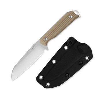 Kizer Begleiter Fix Fixed Blade Knife Brown G10 Handle AEB-L Sheepsfoot Plain Edge Satin 1045MS2
