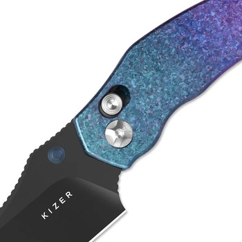 Kizer Mini Bulldog Folding Knife Purple/Blue Titanium Handle S45VN Sheepsfoot Plain Black Blade Ki3672SA1 Kizer Mini Bulldog Folding Knife Purple/Blue Titanium Handle S45VN Sheepsfoot Plain Black Blade Ki3672SA1