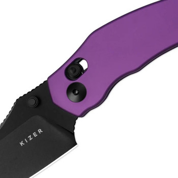 Kizer Mini Bulldog Folding Knife Purple Aluminum Handle Nitro-V Sheepsfoot Plain Black Blade V3672SA1 Kizer Mini Bulldog Folding Knife Purple Aluminum Handle Nitro-V Sheepsfoot Plain Black Blade V3672SA1