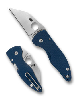 Spyderco MicroJimbo Folding Knife Blue G10 Handle VG-10 Plain Edge C264GPCBL