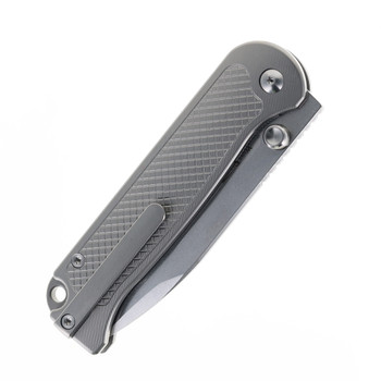 TwoSun Folding Knife Gray Titanium Handle 14C28N Plain Edge TS484-14C28N