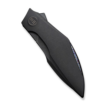 WE Krait Snake Folding Knife Black Titanium Handle M390 Plain Edge Black Stonewash Finish WE24084-1
