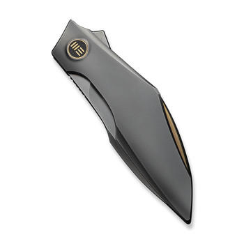 WE Krait Snake Folding Knife Polished Gray Titanium Handle M390 Plain Edge Polished Gray Finish WE24084-3