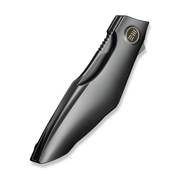 WE Krait Snake Folding Knife Polished Gray Titanium Handle M390 Plain Edge Polished Gray Finish WE24084-3