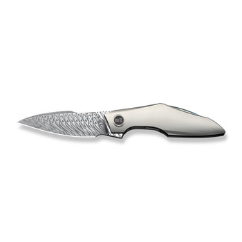 WE Krait Snake Folding Knife Gray Titanium Handle Damasteel Plain Edge WE24084-DS1