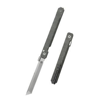 KB Prism Folding Knife Flame Titanium Handle Beadblast M390 Blade
