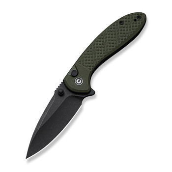 Civivi Faeger Folding Knife Milled OD Green G10 Handle 14C28N Plain Edge Black Stonewash Finish C24031-2