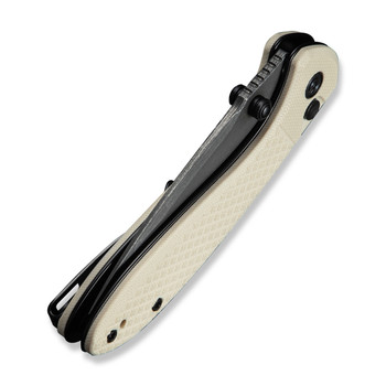 Civivi Faeger Folding Knife Milled Off White G10 Handle Damascus Plain Edge C24031-DS1