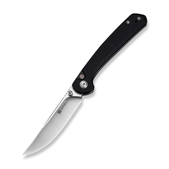 Sencut Skelfin Folding Knife Black G10 Handle 9Cr18MoV Plain Edge Satin Finish S25007-2