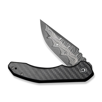 Civivi Bluetick Folding Knife Carbon Fiber/Black G10 Handle Damascus Plain Edge C23050-DS2