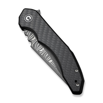 Civivi Bluetick Folding Knife Carbon Fiber/Black G10 Handle Damascus Plain Edge C23050-DS2