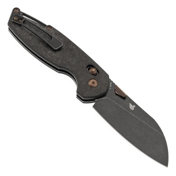 Kansept Model 6 Folding Knife Shredded Carbon Fiber Handle S35VN Sheepsfoot Plain Edge K1022V1