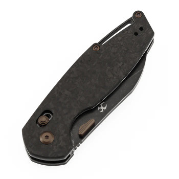Kansept Model 6 Folding Knife Shredded Carbon Fiber Handle S35VN Sheepsfoot Plain Edge K1022V1