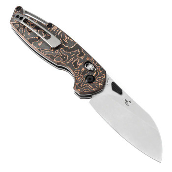 Kansept Model 6 Folding Knife Copper Carbon Fiber Handle S35VN Sheepsfoot Plain Edge K1022V2