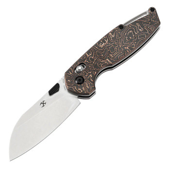 Kansept Model 6 Folding Knife Copper Carbon Fiber Handle S35VN Sheepsfoot Plain Edge K1022V2