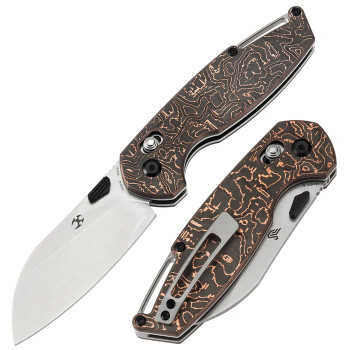 Kansept Model 6 Folding Knife Copper Carbon Fiber Handle S35VN Sheepsfoot Plain Edge K1022V2