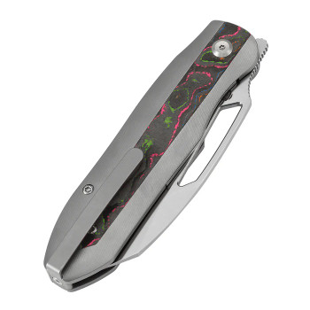 Kansept Thunderhead Folding Knife Titanium/80's Camo Carbon Fiber Handle S35VN Tanto Plain Edge K1106A4