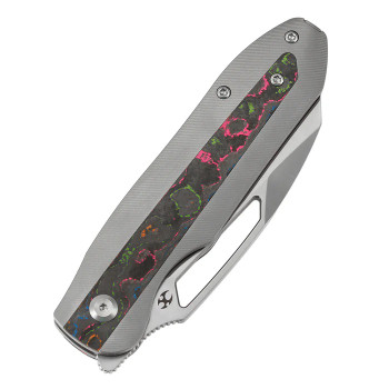 Kansept Thunderhead Folding Knife Titanium/80's Camo Carbon Fiber Handle S35VN Tanto Plain Edge K1106A4