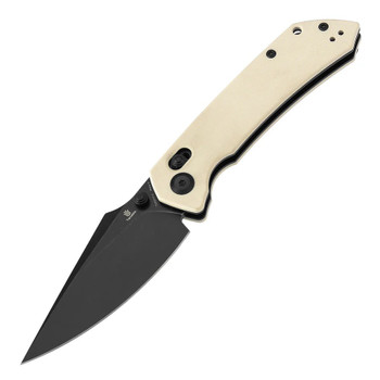Tenable Fenrir Folding Knife Off White G10 Handle Nitro-V Plain Blackwash Blade T1034V11