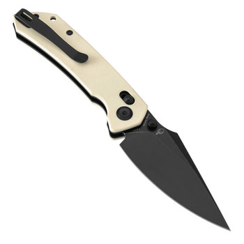 Tenable Fenrir Folding Knife Off White G10 Handle Nitro-V Plain Blackwash Blade T1034V11